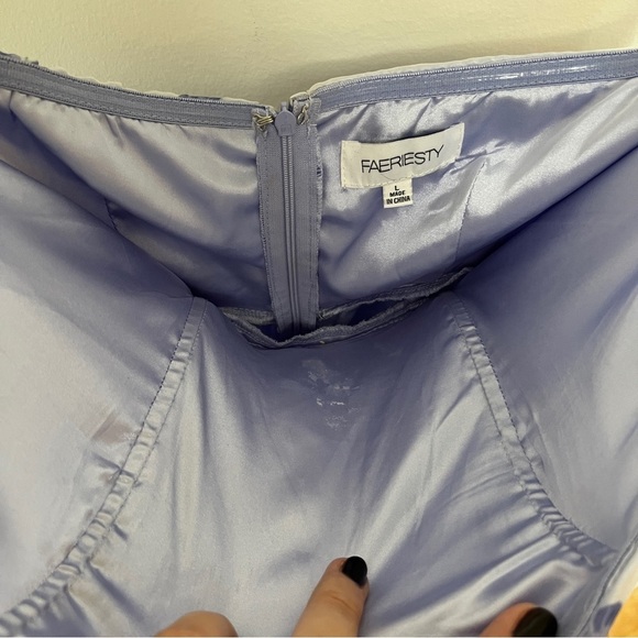 Faeriesty Purple Blue Floral Belted Princess Gown Size Large - Picture 5 of 7